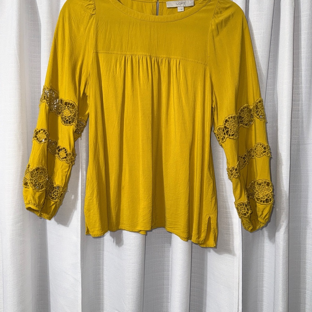 LOFT Crochet-Sleeve Blouse